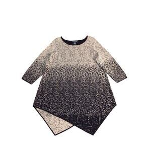 Chelsea & Theodore Tunic Top Womens Size 1X Long Asymmetrical Hem 3/4 Sleeve